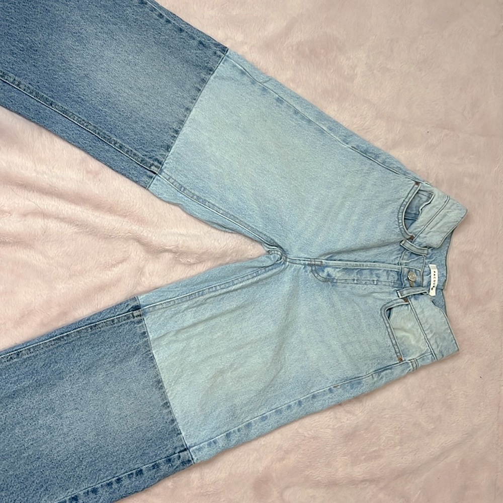 PACSUN High-Waisted Two-Tone Straight Leg Jeans